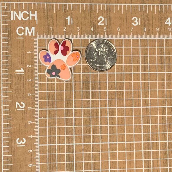 Dog Paw Print Floral Peach Purple Red Pink Croc Shoe Charm Jibbitz - Picture 2 of 3